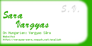 sara vargyas business card